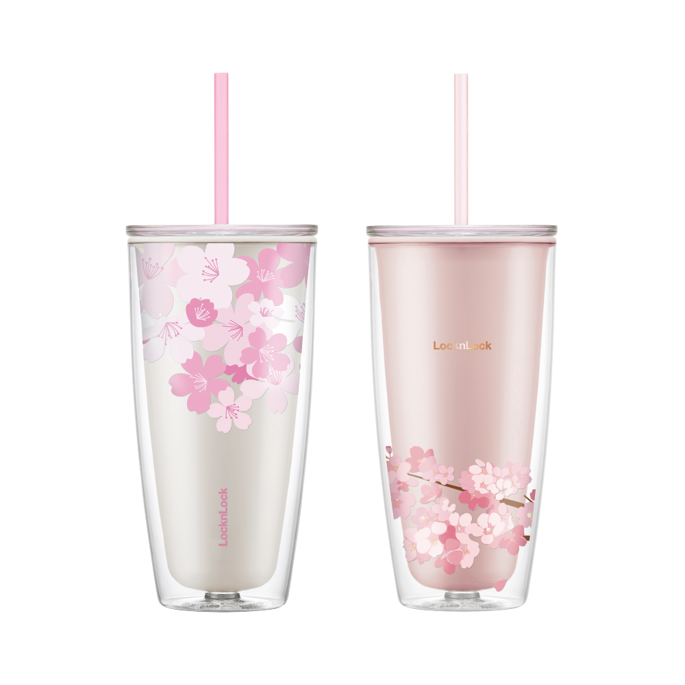 Ly Nhựa Hai Lớp LocknLock Double Wall Cold Cup Cherry Blossom 750ml - 2 Màu (Hồng, Trắng) - HAP509, , large image number 1